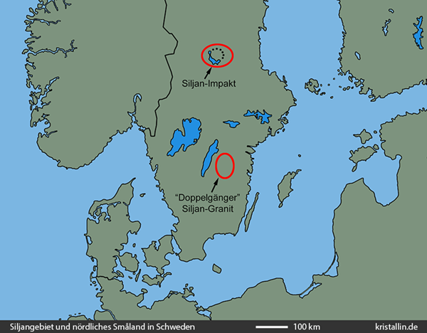 Siljan-Granit, Karte Schweden, Smaland