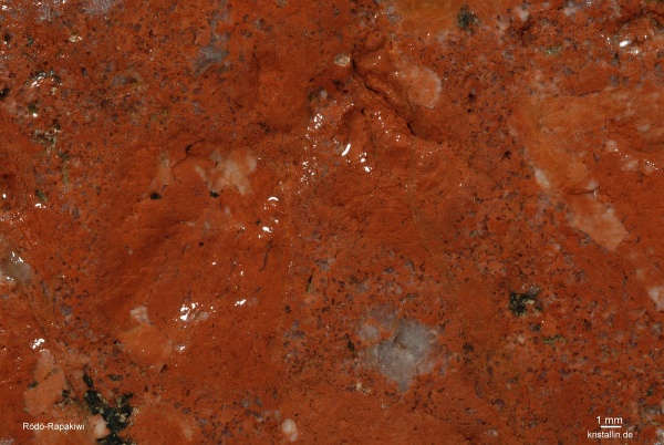 brick red rapakivi from Sweden - detail